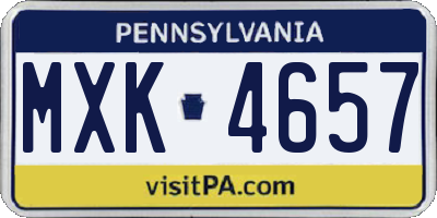 PA license plate MXK4657