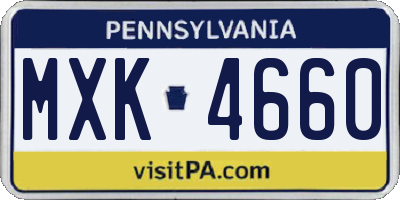 PA license plate MXK4660