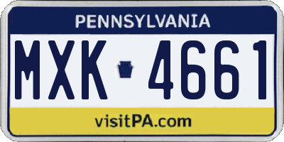 PA license plate MXK4661