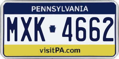 PA license plate MXK4662