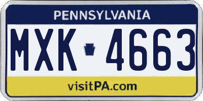 PA license plate MXK4663