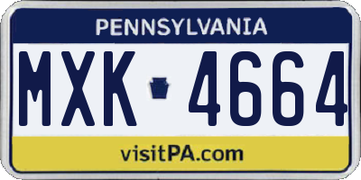 PA license plate MXK4664