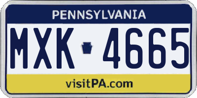 PA license plate MXK4665