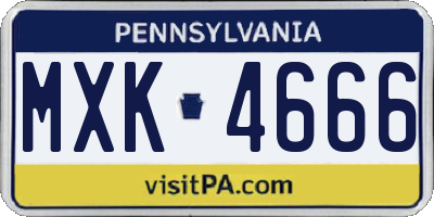 PA license plate MXK4666