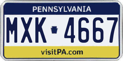 PA license plate MXK4667
