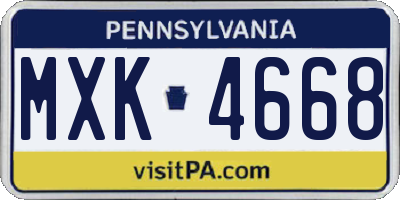PA license plate MXK4668