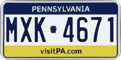 PA license plate MXK4671