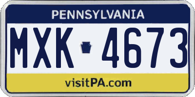 PA license plate MXK4673