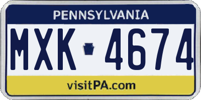 PA license plate MXK4674