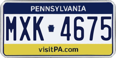 PA license plate MXK4675