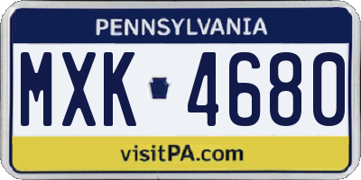 PA license plate MXK4680