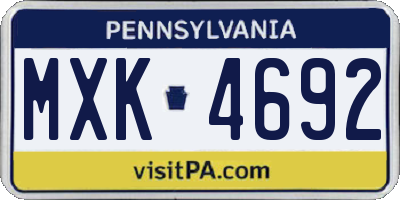 PA license plate MXK4692