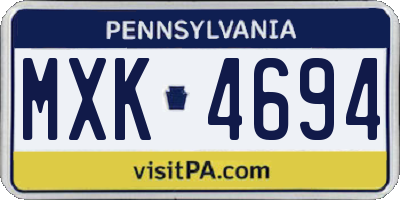 PA license plate MXK4694