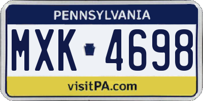 PA license plate MXK4698