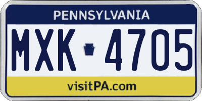 PA license plate MXK4705