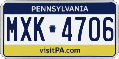 PA license plate MXK4706