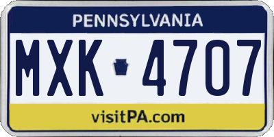 PA license plate MXK4707