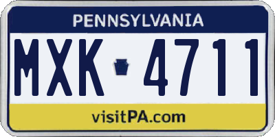 PA license plate MXK4711
