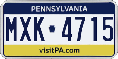 PA license plate MXK4715