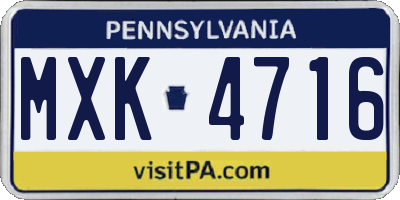 PA license plate MXK4716