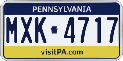 PA license plate MXK4717