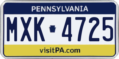 PA license plate MXK4725