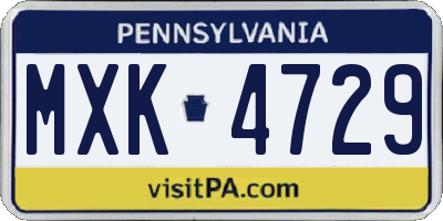 PA license plate MXK4729