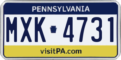 PA license plate MXK4731