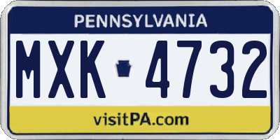 PA license plate MXK4732
