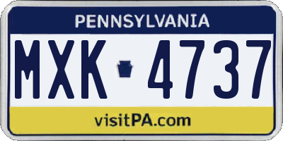 PA license plate MXK4737