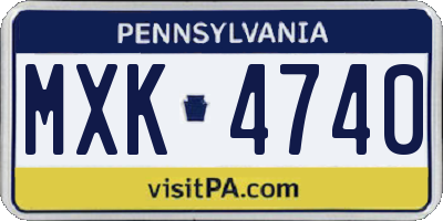 PA license plate MXK4740