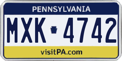 PA license plate MXK4742