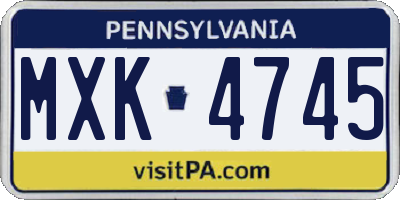 PA license plate MXK4745