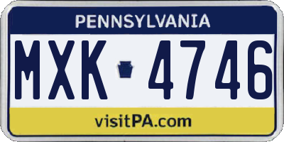 PA license plate MXK4746