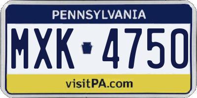 PA license plate MXK4750