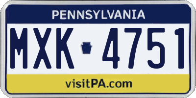 PA license plate MXK4751