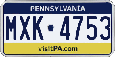 PA license plate MXK4753
