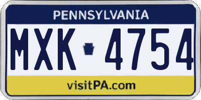 PA license plate MXK4754