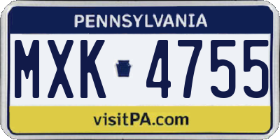 PA license plate MXK4755
