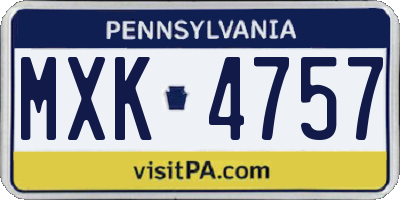PA license plate MXK4757