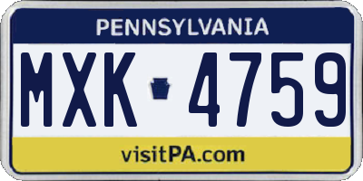 PA license plate MXK4759