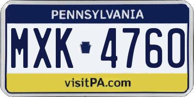 PA license plate MXK4760