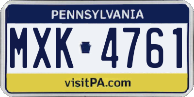 PA license plate MXK4761