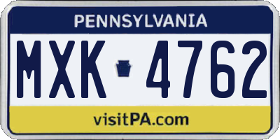 PA license plate MXK4762