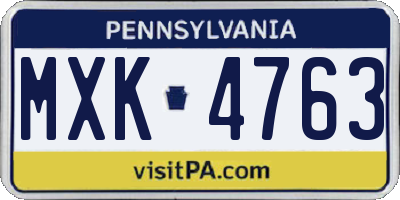 PA license plate MXK4763