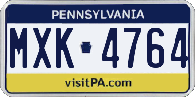 PA license plate MXK4764