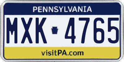PA license plate MXK4765