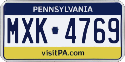 PA license plate MXK4769