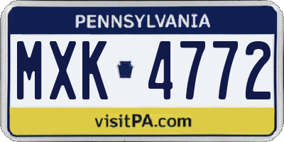 PA license plate MXK4772