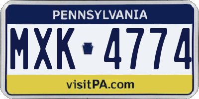PA license plate MXK4774